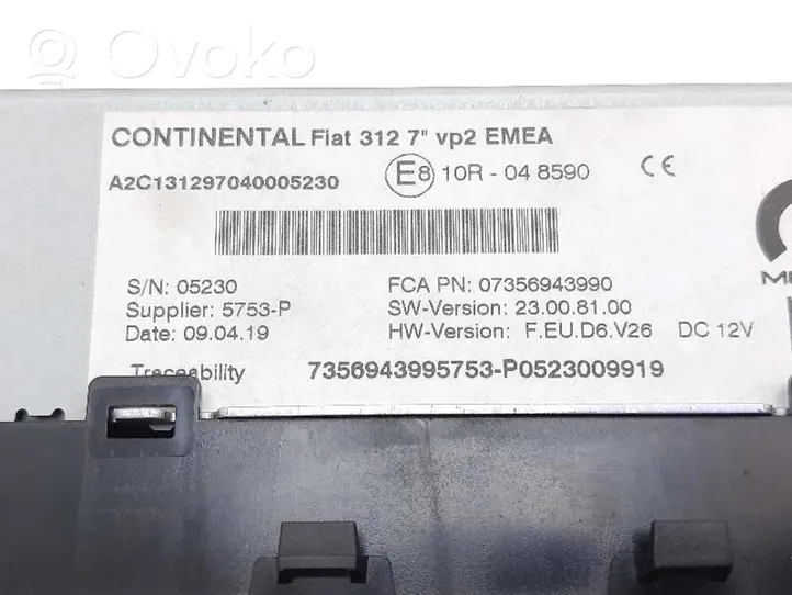 Fiat 500E Hi-Fi-äänentoistojärjestelmä 07356943990