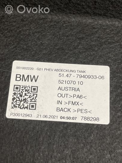 BMW 3 G20 G21 Doublure de coffre arrière, tapis de sol 7940933