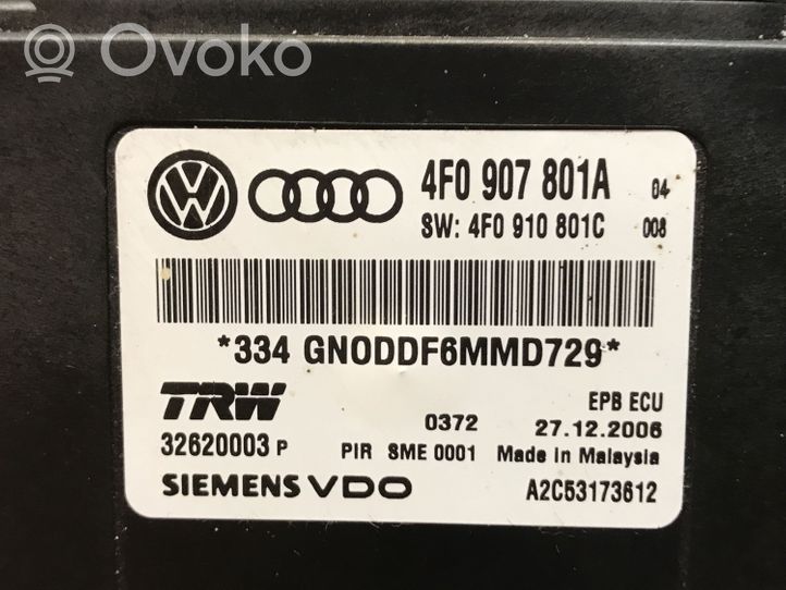 Audi A6 S6 C6 4F Takajarrun EMF-ohjainlaite/moduuli 4F0907801