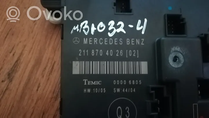 Mercedes-Benz E W211 Centralina/modulo portiere 2118704026