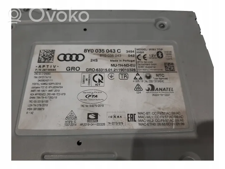 Audi A3 8Y Radio/CD/DVD/GPS-pääyksikkö 8Y0035043C