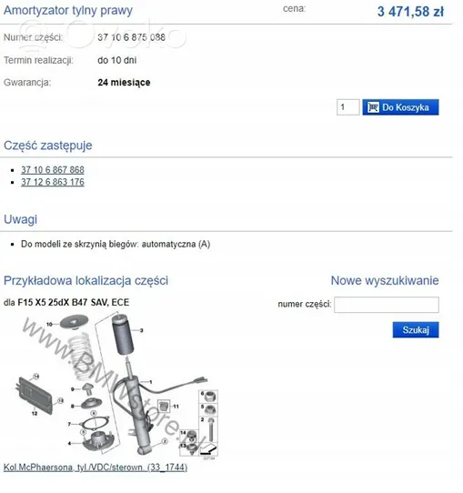 BMW X5 F15 Takaiskunvaimennin 37106875084