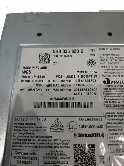 Volkswagen Golf VIII Unità principale autoradio/CD/DVD/GPS 5H0035820D