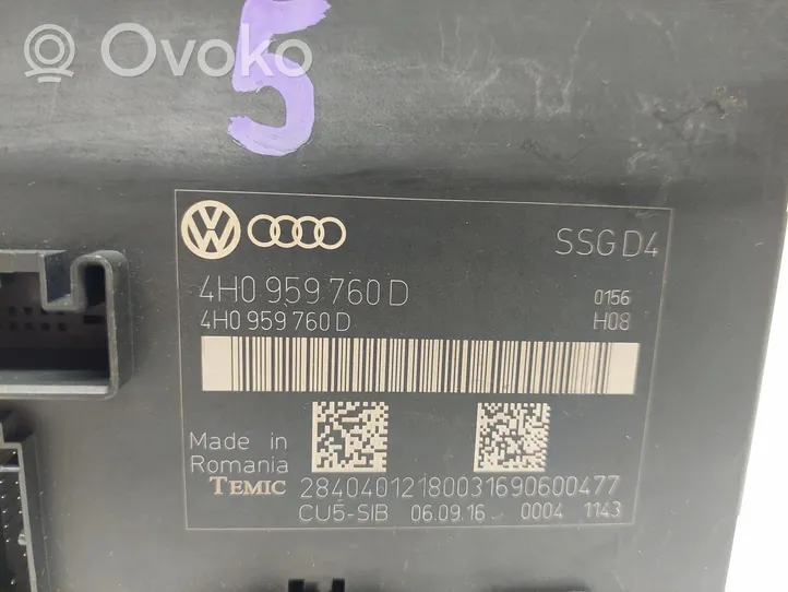 Audi A8 S8 D4 4H Modulo di controllo sedile 4H0959760D