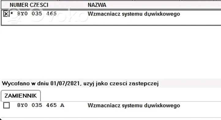 Audi E-tron GT Wzmacniacz audio 8Y0035465A