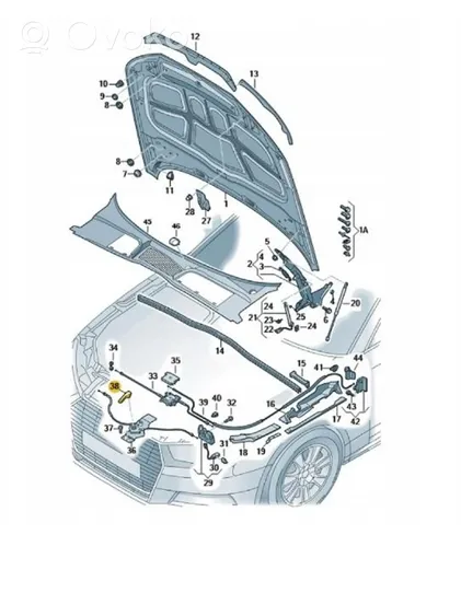 Audi A7 S7 4K8 Système poignée, câble ouverture de capot 8W0823661D