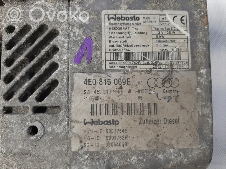 Audi A8 S8 D3 4E Pre riscaldatore ausiliario (Webasto) 4E0815069E