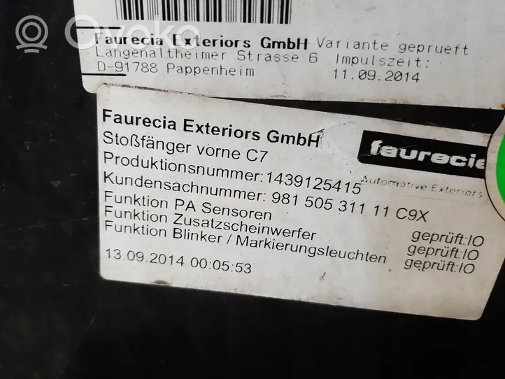 Porsche Boxster 981 Zderzak przedni 98150531111
