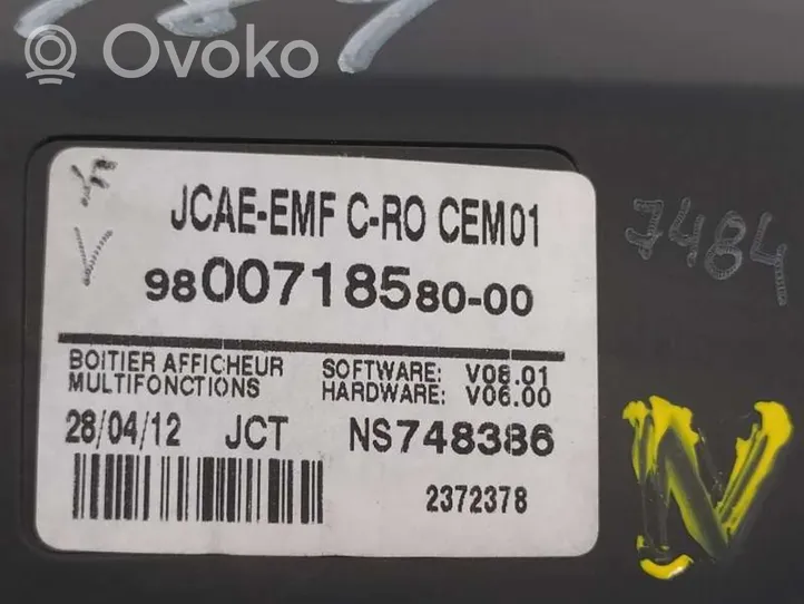 Citroen DS5 Wyświetlacz Head Up 9800718580