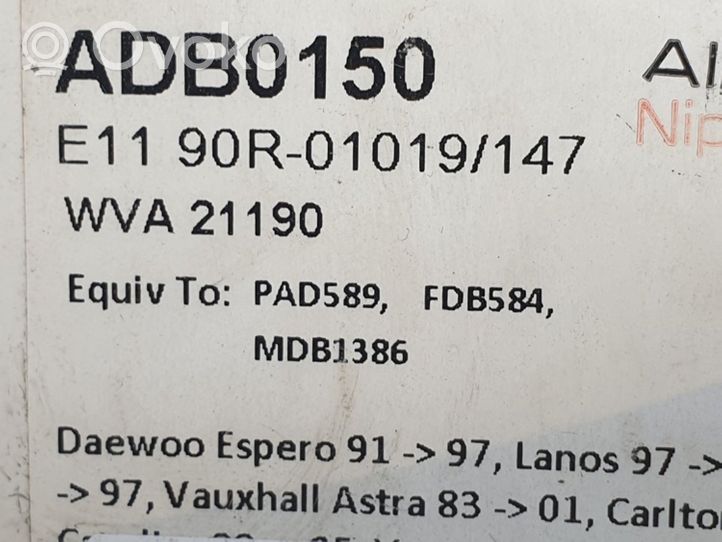 Daewoo Nexia Plaquettes de frein arrière ADB0150