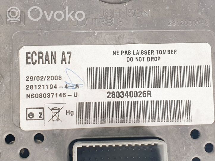 Renault Laguna III Monitor / wyświetlacz / ekran 280340026R