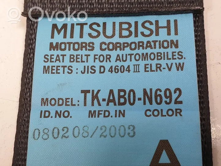 Mitsubishi Outlander Pas bezpieczeństwa fotela tylnego TKAB0N692