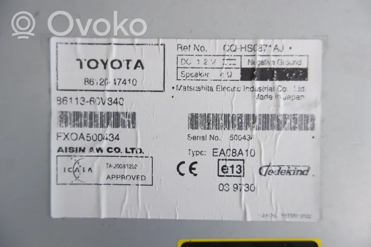 Toyota Prius (XW30) Radio/CD/DVD/GPS-pääyksikkö 8612047410