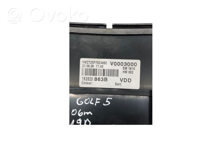 Volkswagen Golf V Nopeusmittari (mittaristo) 1K0920863B