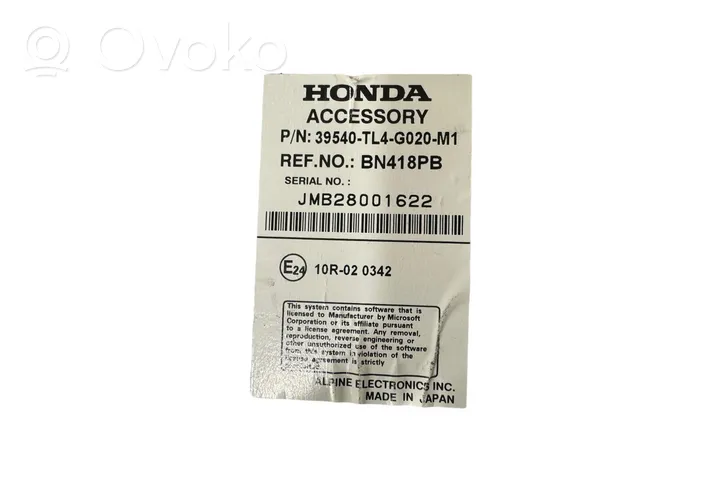 Honda Accord Zmieniarka płyt CD/DVD 39540TL4G020M1