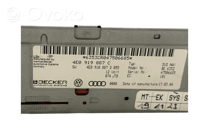 Audi A6 S6 C6 4F Cambiador de CD/DVD 4E0919887C