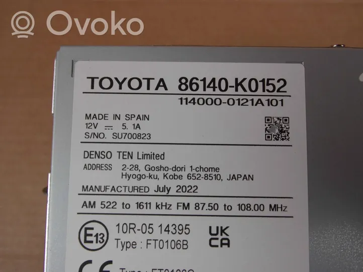 Toyota Yaris Radio/CD/DVD/GPS-pääyksikkö 86140K0152
