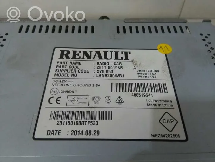 Renault Captur Panel / Radioodtwarzacz CD/DVD/GPS 281150198R