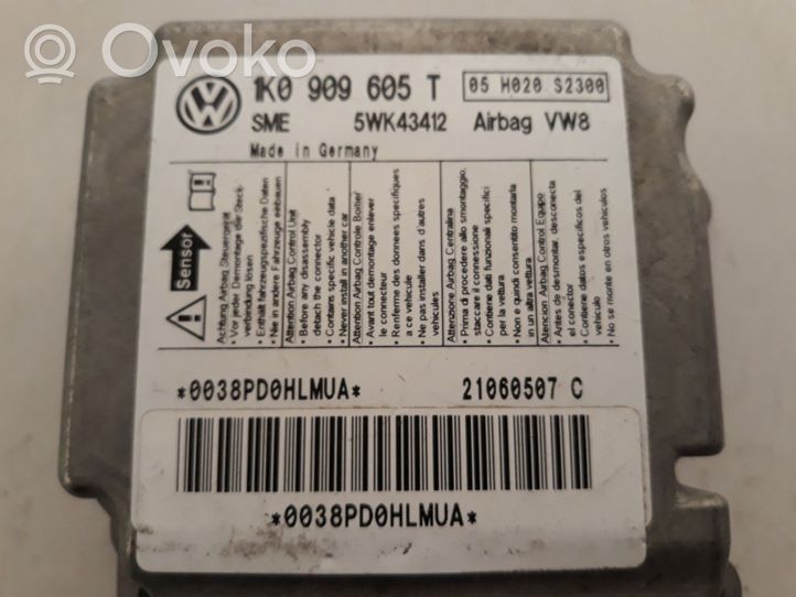 Volkswagen Golf V Turvatyynyn ohjainlaite/moduuli 1K0909605T