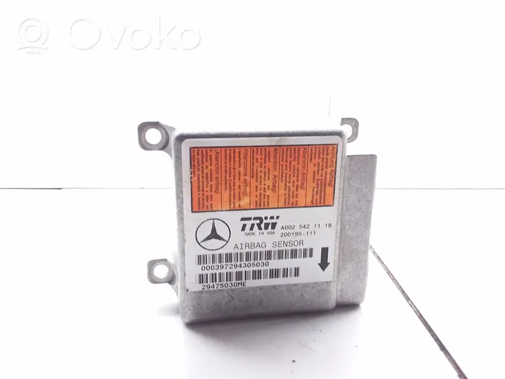 Mercedes-Benz ML W163 Oro pagalvių valdymo blokas A0025421118