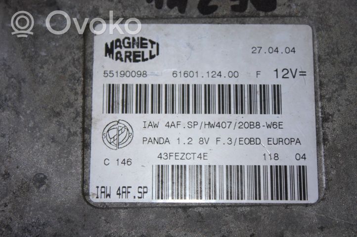 Fiat Panda II Komputer / Sterownik ECU i komplet kluczy 55190098