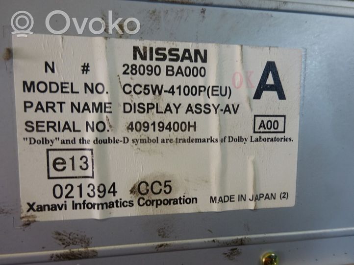 Nissan Primera Monitor / wyświetlacz / ekran 28090 BA000