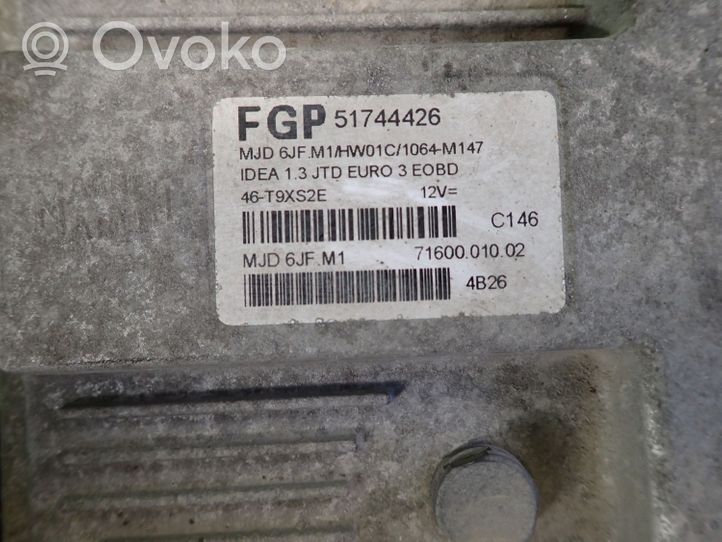 Fiat Idea Komputer / Sterownik ECU silnika 51744426