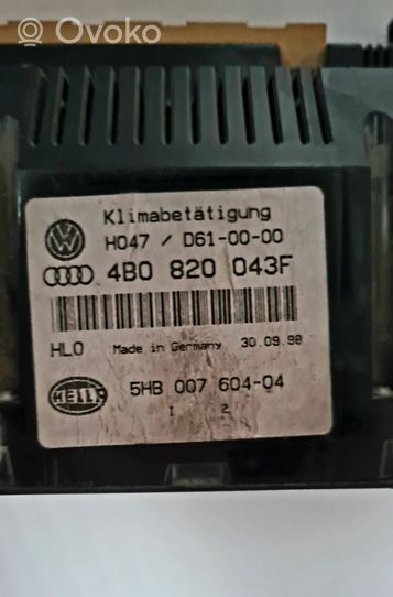 Audi A6 S6 C5 4B Ilmastoinnin ohjainlaite 4B0820043F