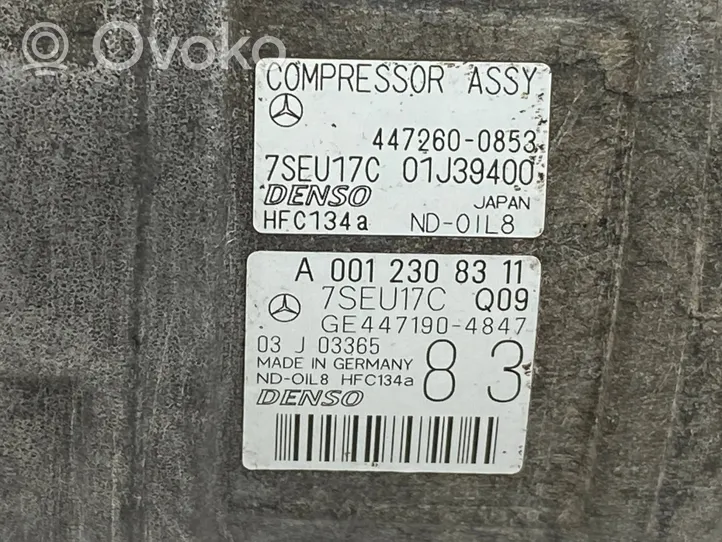 Mercedes-Benz ML W164 Ilmastointilaitteen kompressorin pumppu (A/C) A0012308311