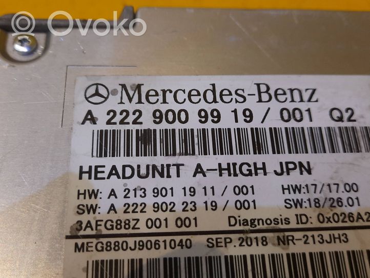 Mercedes-Benz S W222 Radion/GPS-laitteen pääyksikön kehys A2229009919