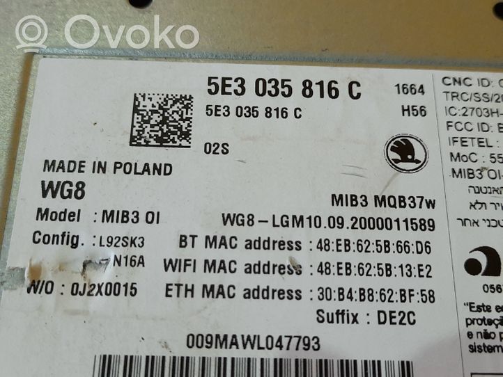 Skoda Octavia Mk4 Unité de navigation Lecteur CD / DVD 5E3035816C