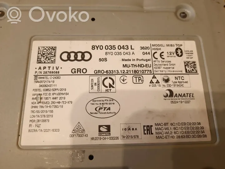 Audi A3 8Y Radio/CD/DVD/GPS-pääyksikkö 8Y0035043A