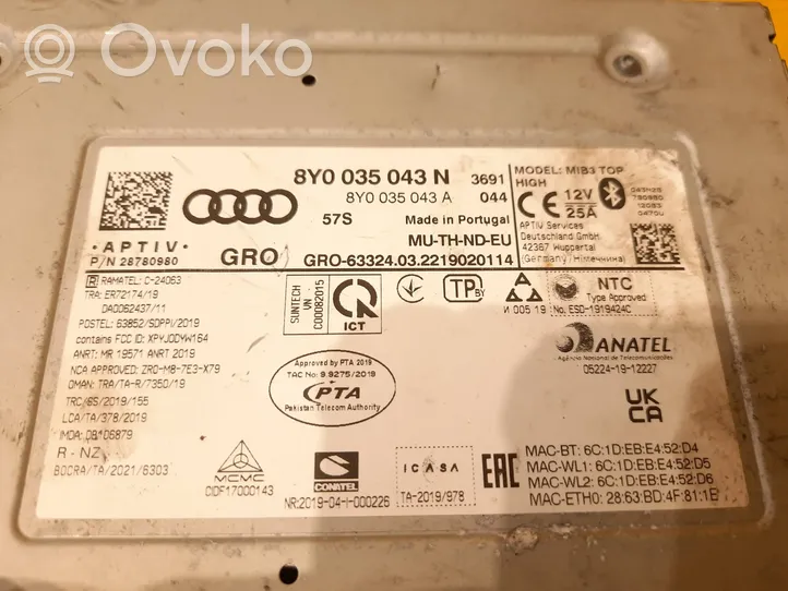 Audi A3 8Y Radio/CD/DVD/GPS-pääyksikkö 8Y0035043A