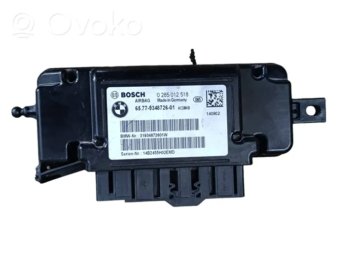 BMW 3 F30 F35 F31 Unidad de control/módulo del Airbag 9348726