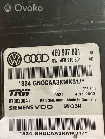 Audi A8 S8 D3 4E Moduł / Sterownik hamulca ręcznego 4E0907801