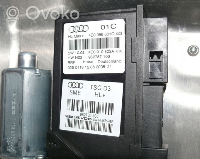 Audi A8 S8 D3 4E Alzacristalli della portiera posteriore con motorino 4E0959801C