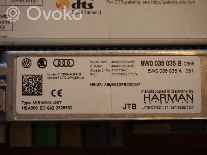 Audi A4 S4 B9 MMI valdymo blokas 8W0035035B