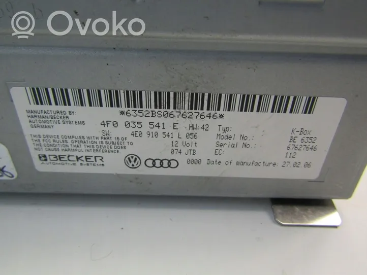 Audi A6 S6 C6 4F Radio/CD/DVD/GPS-pääyksikkö 4F0035541E