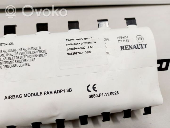 Renault Captur Poduszki powietrzne Airbag / Komplet  620 11 58   985252780R 