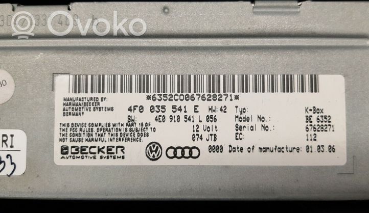 Audi A6 S6 C6 4F Radio/CD/DVD/GPS-pääyksikkö 4E0910541L