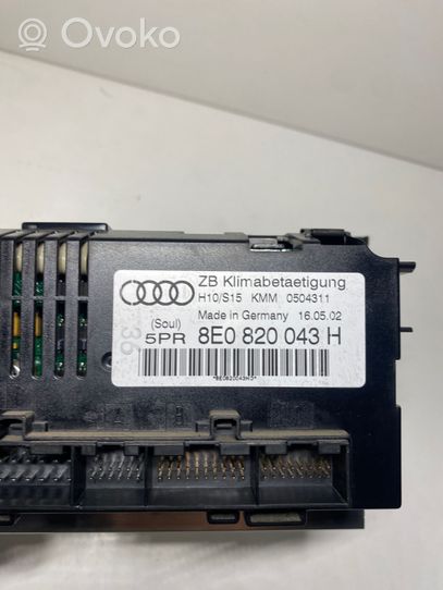 Audi A4 S4 B6 8E 8H Panel klimatyzacji 8E0820043H