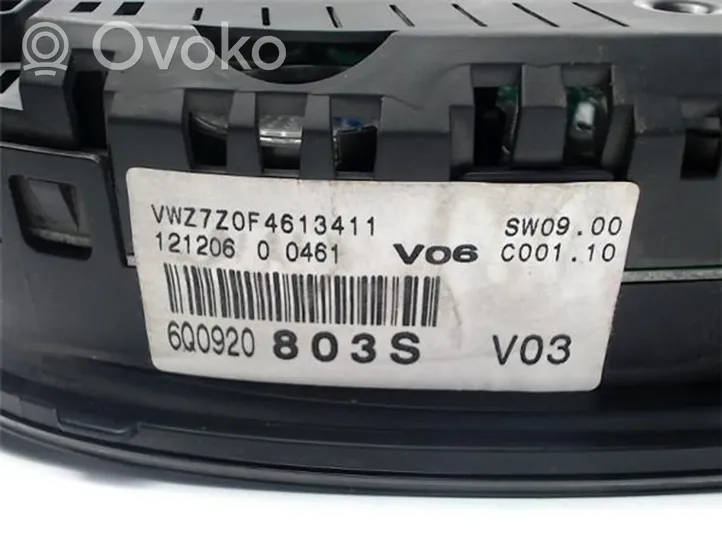 Volkswagen Polo IV 9N3 Tachimetro (quadro strumenti) 6Q0920803S