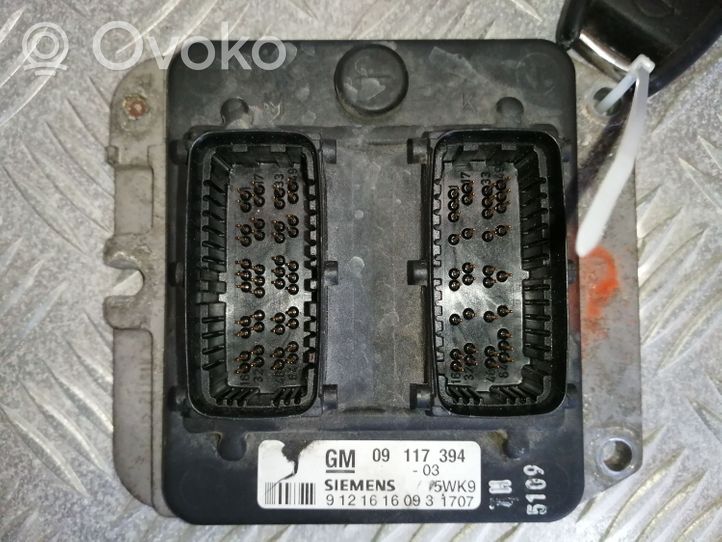 Opel Zafira A Kit centralina motore ECU e serratura 09117394