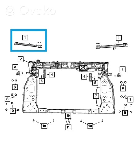 Jeep Compass Jäähdyttimen kehyksen suojapaneelin kiinnike 68244672AA