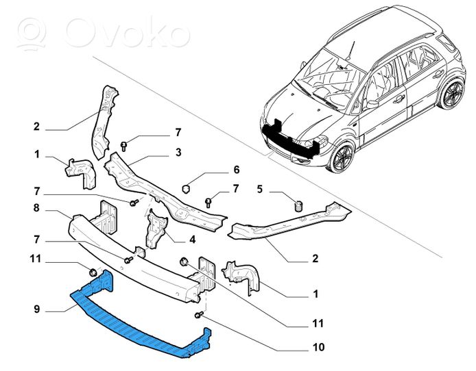 Fiat Sedici Traversa del paraurti anteriore 71742885