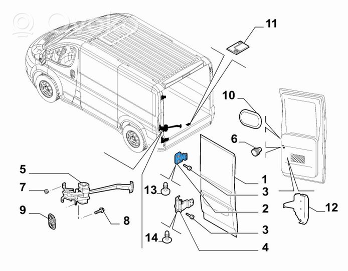 Fiat Ducato Cerniera superiore della portiera di carico 53385948