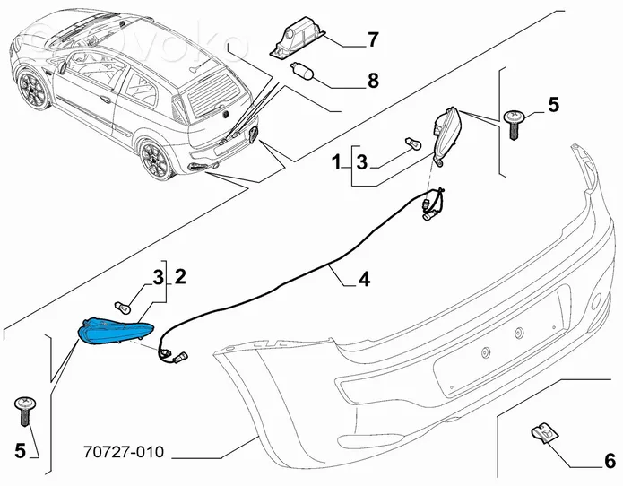 Fiat Punto Evo Priešrūkinis žibintas gale 51854698