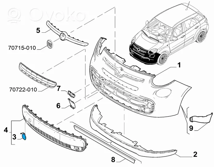 Fiat 500L Etuhinaussilmukan suojakansi 735522419