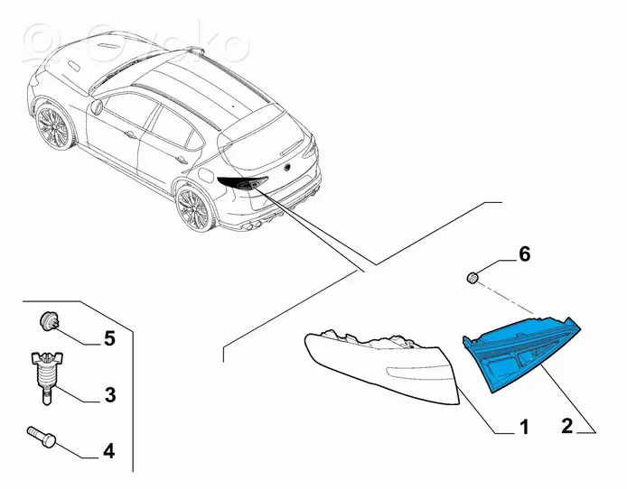 Alfa Romeo Stelvio Tailgate rear/tail lights 50553180