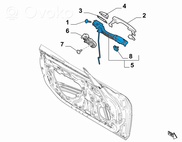 Fiat 124 Spider Klamka zewnętrzna/wspornik drzwi 6000613034